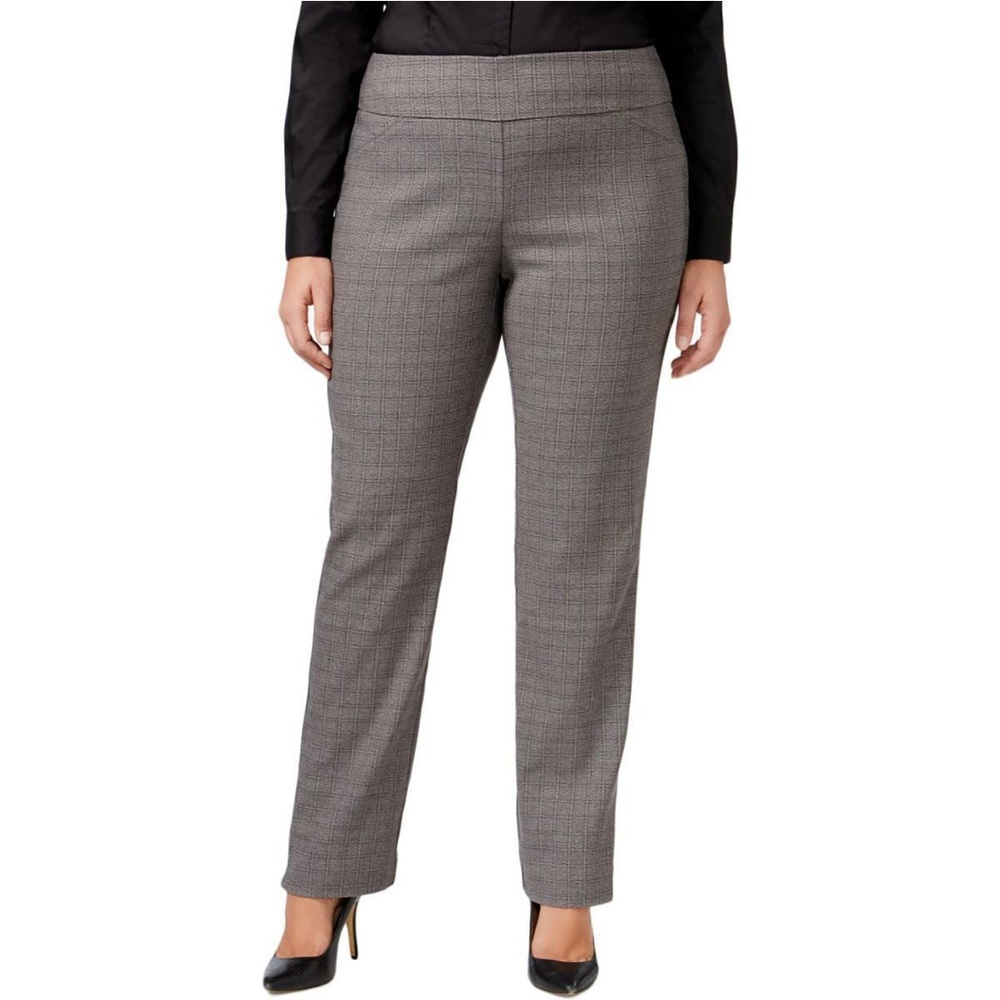 Charter Club Gray Plaid Straight-Leg Trousers